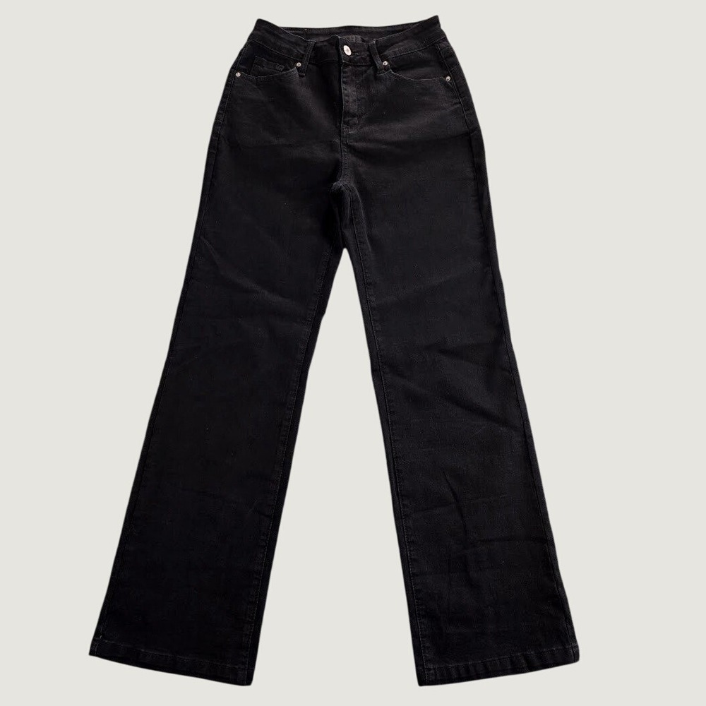 Sidefeel Womens High Rise Wide Leg Jeans Black Size 4 Stretch Denim Retro Chic